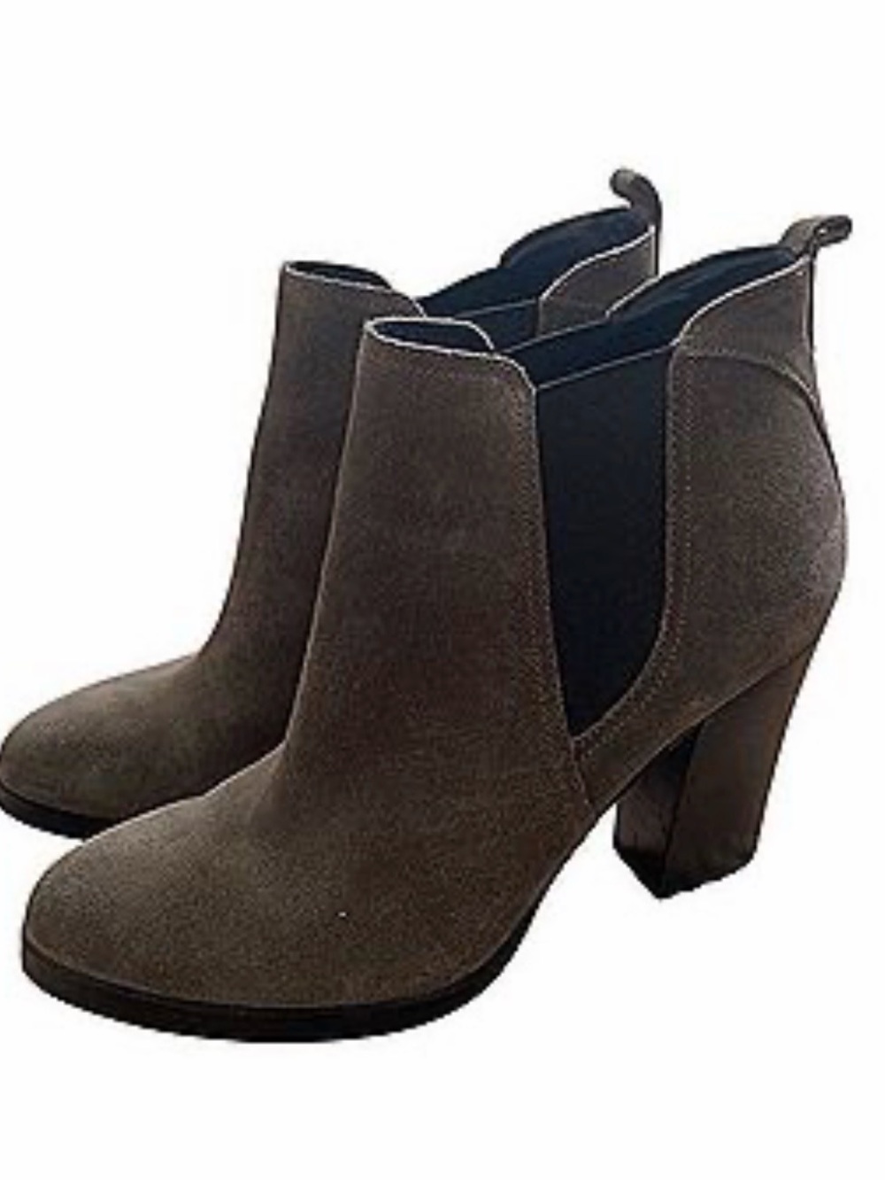 Marc Fisher Taupe Suede Block Heel Chelsea Booties